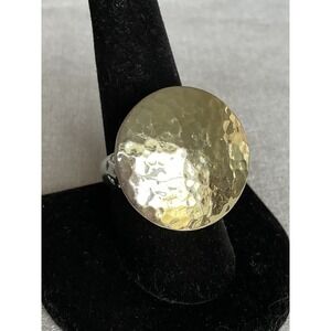 925 PK Sterling Silver Modernist Hammered Ring Size 8.5